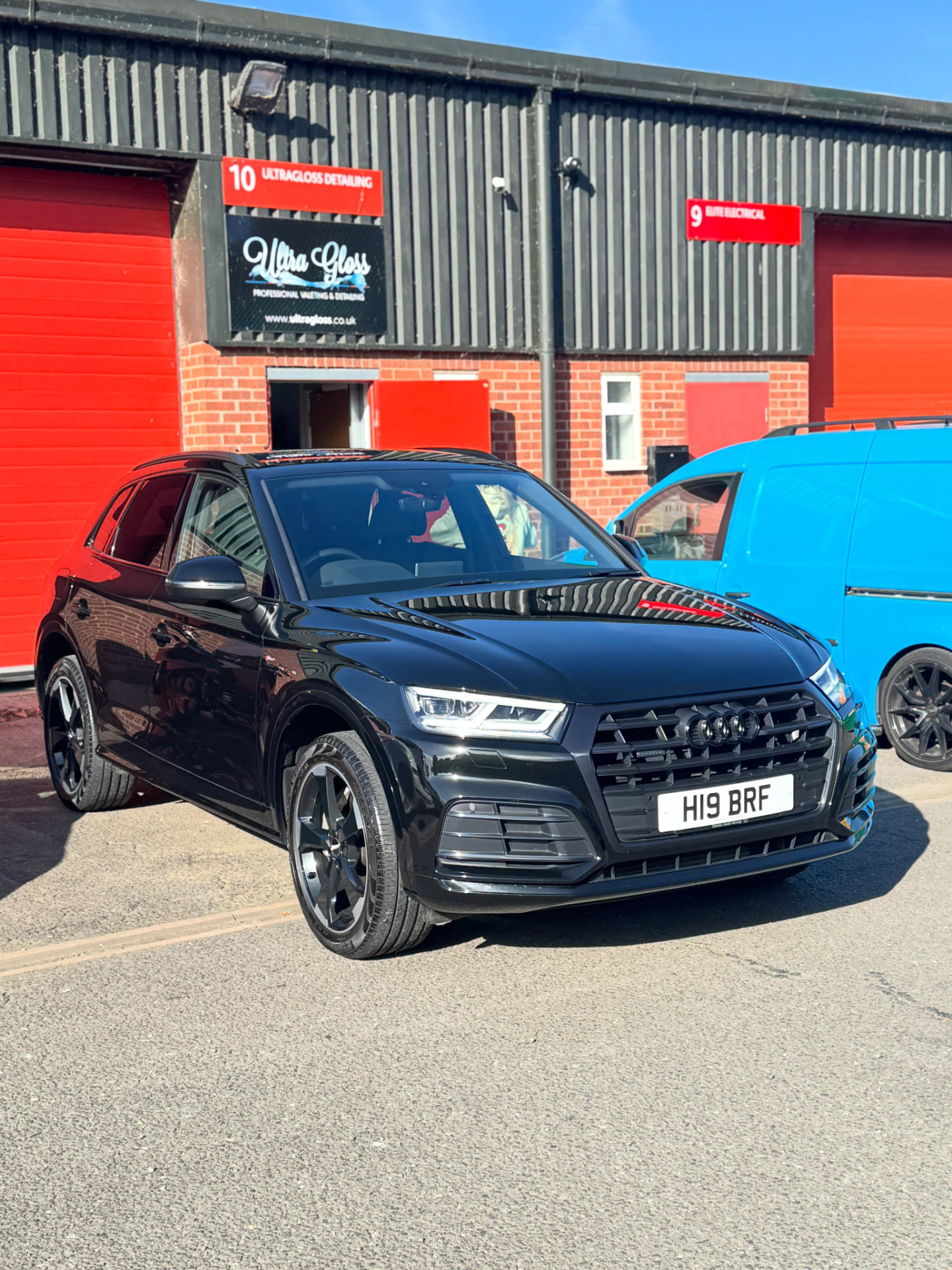 Black Audi Q5 arriving at the Ultra Gloss unit